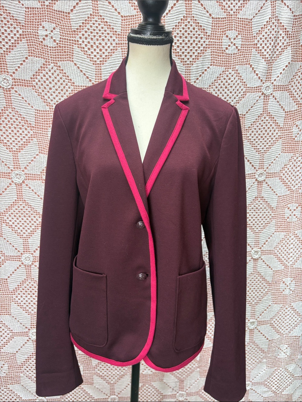 Gap Academy Blazer – Burgundy with Pink Trim – Size 12